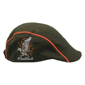 Coppola verde inserto arancio fluo con ricamo Woodcock bianco
