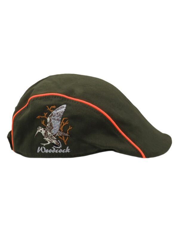 Coppola verde inserto arancio fluo con ricamo Woodcock bianco