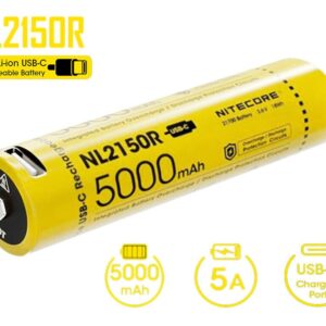 NiteCore 21700 NL2150R - 5000mAh, ioni di litio 3,7V - 3,6V