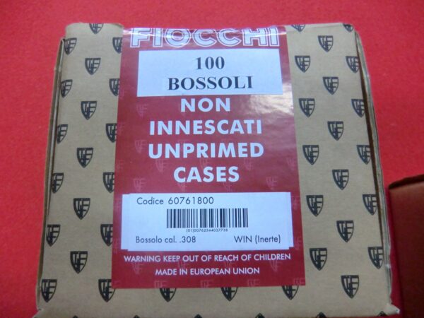 Bossoli Fiocchi non inescati cal. 308 Win inerte pz. 100