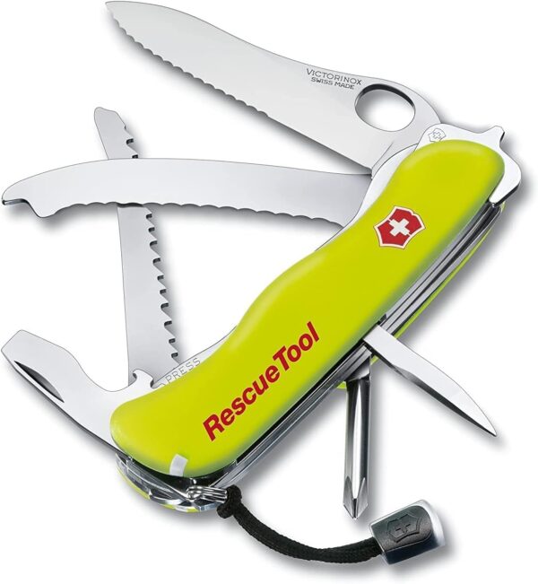 Victorinox, Rescue Tool coltellino tascabile illuminazione notturna di colore giallo