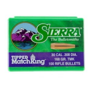 SIERRA TIPPED MATCHKING RIFLE BULLET 30 CAL (.308) DIA. 168 gr TMK
