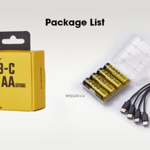 NITECORE BATTERIE RICARICABILI DA 2400mAh USB-C CONF. 4 (NC-NH2400)