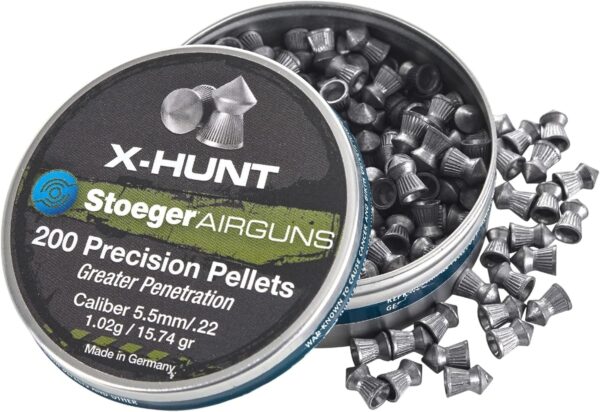 Stoeger pallini pellet a punta X-Hunt Calibro 5,5 mm (.22) PZ. 200