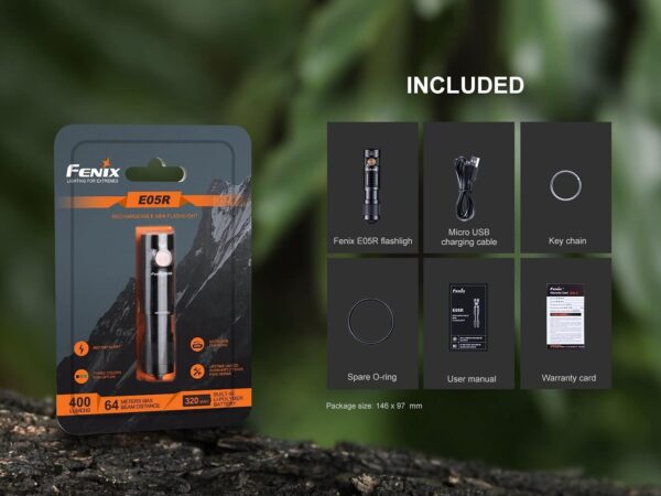 FENIX E05R torcia ricaricabile 400 lumen 64 metri